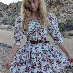 90's vintage floral denim/cotton dress